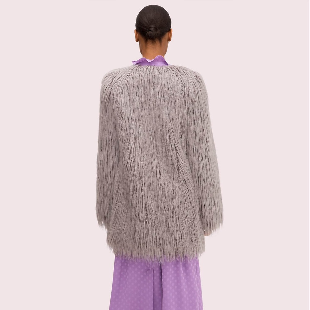 Kate Spade New York Shadowfrost Faux Fur Coat - Picture 2 of 8
